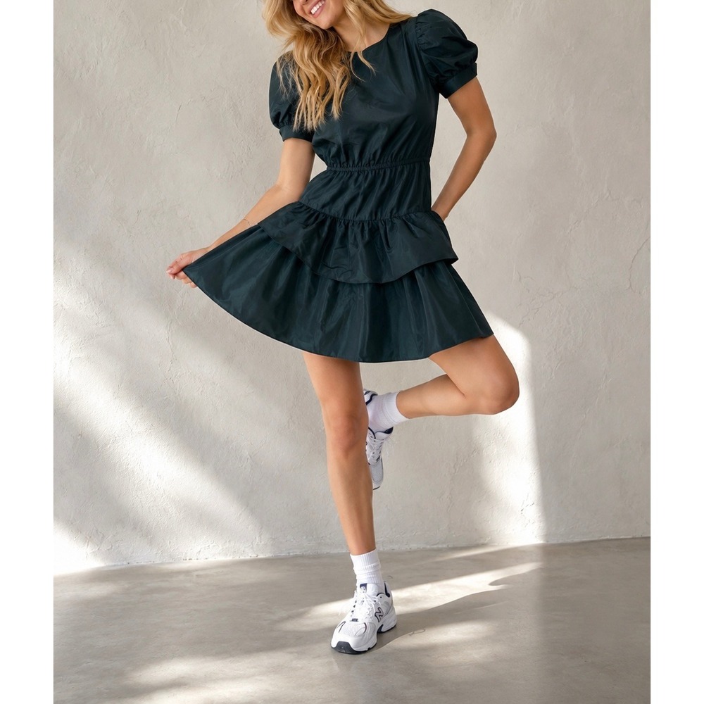 SUNDAY BEST x ARITZIA Capri Tiered Taffeta‎ Puff Sleeve Mini Dress